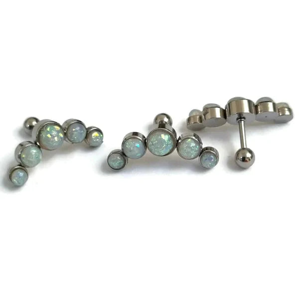 Helix Piercing Wit Opaal Chirurgisch Staal 1.2mm 6mm alles bar Barbell chirurgisch staal dames Helix helixpiercings jin Met_steen nakijken Oor opaal piercing Piercings PVD Staal Stud tekst Volwassenen wit zilverkleurig