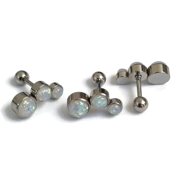 Helix Piercing Wit Opaal Chirurgisch Staal Rechts 1.2mm 6mm alles bar Barbell chirurgisch staal dames Helix helixpiercings jin Met_steen nakijken Oor opaal piercing Piercings PVD rechts Staal Stud tekst Volwassenen wit zilverkleurig