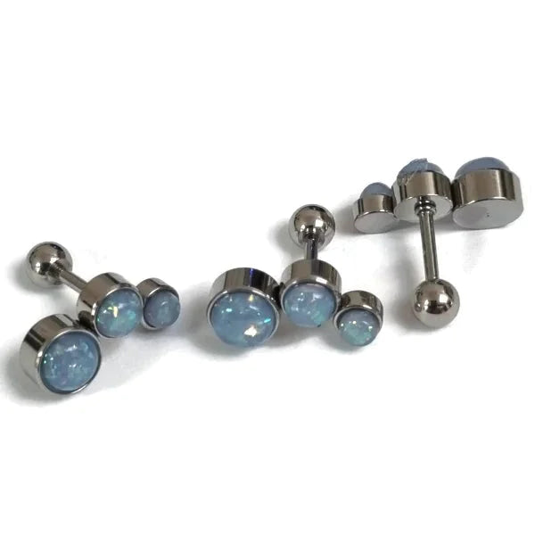 Helix Piercing Blauw Opaal Chirurgisch Staal Rechts 1.2mm 6mm alles bar Barbell blauw chirurgisch staal dames Helix helixpiercings jin Met_steen nakijken Oor opaal piercing Piercings PVD rechts Staal Stud tekst Volwassenen zilverkleurig