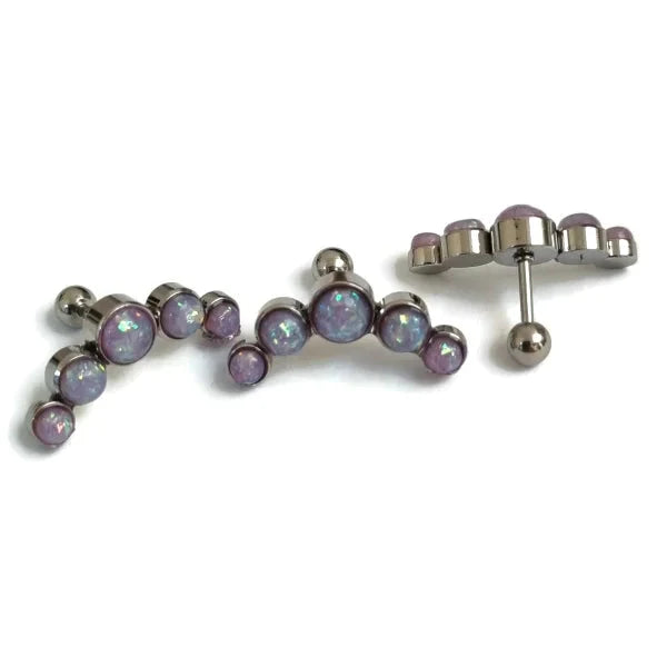 Helix Piercing Licht Paars Opaal Chirurgisch Staal 1.2mm 6mm alles bar Barbell chirurgisch staal dames fantasie Helix helixpiercings jin Licht paars Met_steen nakijken Oor opaal paars piercing Piercings PVD Staal Stud tekst Volwassenen zilverkleurig