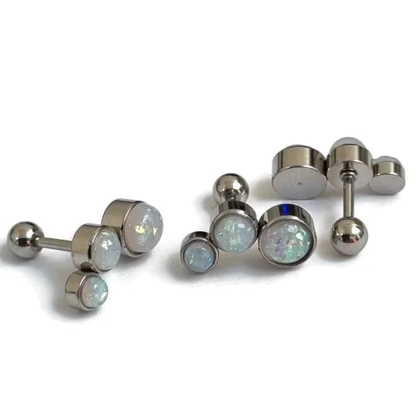 Helix Piercing Wit Opaal Chirurgisch Staal Links 1.2mm 6mm alles bar Barbell chirurgisch staal dames Helix helixpiercings jin links Met_steen nakijken Oor opaal piercing Piercings PVD Staal Stud tekst Volwassenen wit zilverkleurig