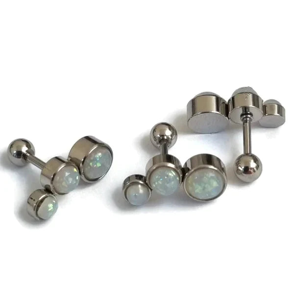 Helix Piercing Opaal Wit Chirurgisch Staal Links 1.2mm 6mm alles bar Barbell chirurgisch staal dames Helix helixpiercings jin links Met_steen nakijken Oor opaal piercing Piercings PVD Staal Stud tekst Volwassenen wit zilverkleurig