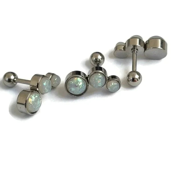 Helix Piercing Opaal Wit Chirurgisch Staal Rechts 1.2mm 6mm alles bar Barbell chirurgisch staal dames Helix helixpiercings jin Met_steen nakijken Oor opaal piercing Piercings PVD rechts Staal Stud tekst Volwassenen wit zilverkleurig