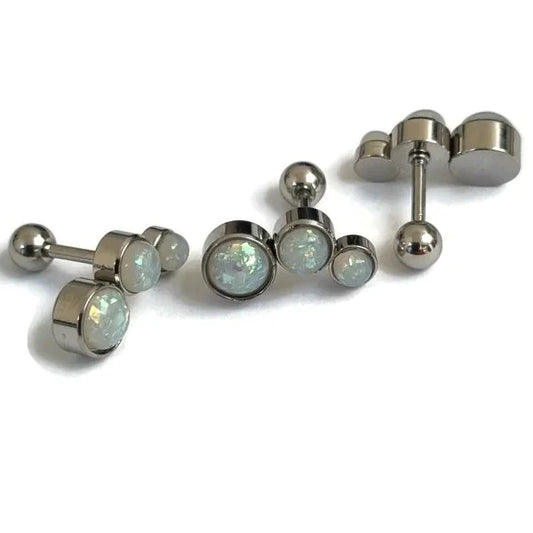 Helix Piercing Opaal Wit Chirurgisch Staal Rechts 1.2mm 6mm alles bar Barbell chirurgisch staal dames Helix helixpiercings jin Met_steen nakijken Oor opaal piercing Piercings PVD rechts Staal Stud tekst Volwassenen wit zilverkleurig