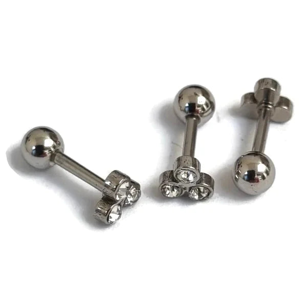 Helixpiercing 3 Steentjes Chirurgisch Staal Zirkonia 5mm 1.2mm 6mm alles Barbell chirurgisch staal dames Helix helixpiercings Met_steen nakijken Oor piercing Piercings PVD Staal Stud tekst Tragus traguspiercings transparant Volwassenen zilverkleurig zirkonia