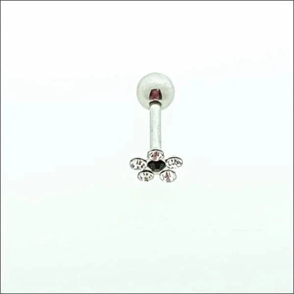 Helixpiercing Bloem Strass Zwart alles Barbell bloem chirurgisch staal Helix helixpiercings Kleur_Zwart nakijken niet geupdated Oor piercing Piercings PVD Staal Stud tekst Volwassenen zwart