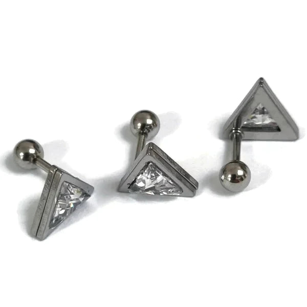 Helixpiercing Driehoek Zirkonia Zilverkleur 10mm 1.2mm 6mm alles Barbell chirurgisch staal dames driehoek Helix helixpiercings jin Met_steen nakijken Oor piercing Piercings PVD Staal Stud tekst transparant Volwassenen zilverkleurig zirkonia