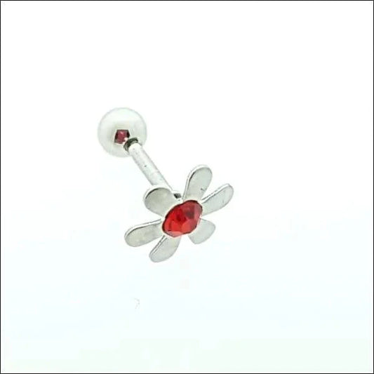 Helixpiercing Flower Rood alles Barbell bloem chirurgisch staal Helix helixpiercings nakijken niet geupdated Oor piercing Piercings PVD rood Staal Stud tekst Volwassenen