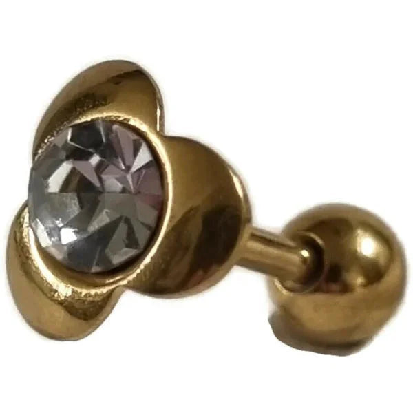 Helixpiercing Goudkleurig Met Steentje 1.2mm 6mm 7mm alles Barbell chirurgisch staal dames goudkleurig Helix helixpiercings jin kristal nakijken Oor piercing Piercings PVD Staal Stud tekst transparant Volwassenen