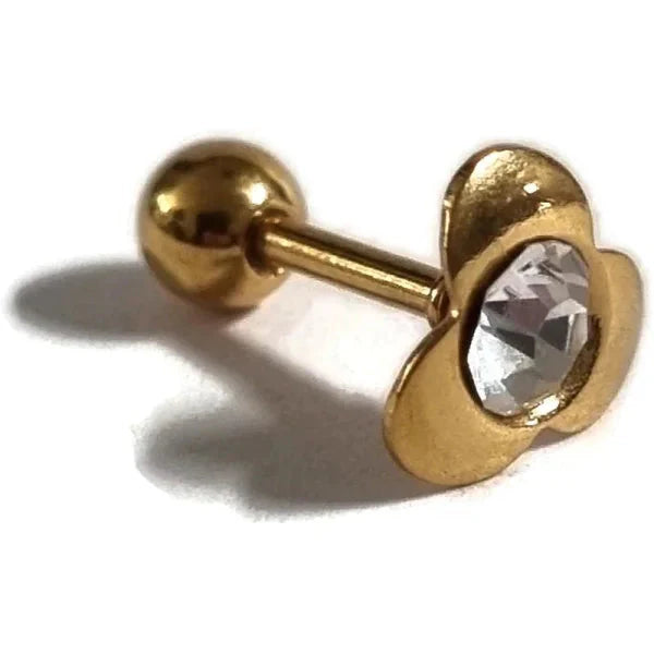 Helixpiercing Goudkleurig Met Steentje 1.2mm 6mm 7mm alles Barbell chirurgisch staal dames goudkleurig Helix helixpiercings jin kristal nakijken Oor piercing Piercings PVD Staal Stud tekst transparant Volwassenen