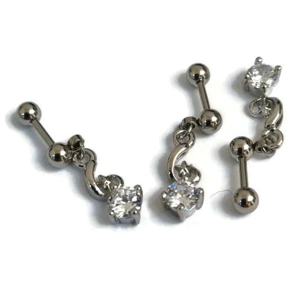 Helixpiercing Met Hanger Fantasie Zirkonia Chirurgisch Staal 1.2mm 6mm alles Barbell chirurgisch staal dames fantasie Helix helixpiercings jin Met_hanger Met_steen nakijken Oor piercing Piercings PVD Staal tekst transparant Volwassenen zilverkleurig zirkonia
