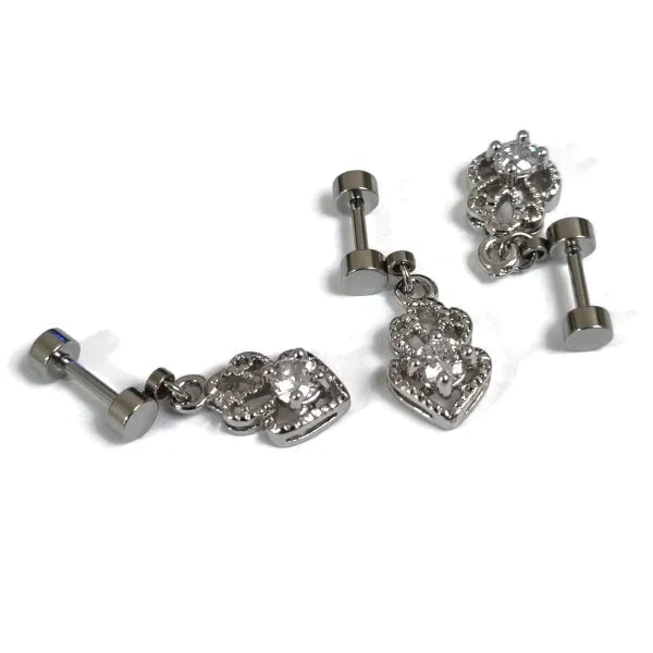 Helixpiercing Met Hanger Hart Zirkonia Chirurgisch Staal 1.2mm 6mm alles Barbell chirurgisch staal dames fantasie hart Helix helixpiercings jin Met_hanger Met_steen nakijken Oor piercing Piercings PVD Staal tekst Volwassenen zilverkleurig zirkonia