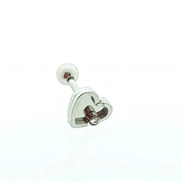 Helixpiercing Hartje Zirkonia 1.2mm 6mm alles Barbell chirurgisch staal dames hart Helix helixpiercings Met_steen nakijken Oor piercing Piercings PVD Staal Stud tekst transparant Volwassenen zilverkleurig zirkonia