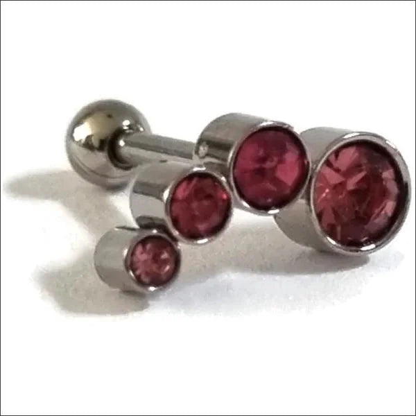 Helixpiercing Tragus Piercing Met 4 Steentjes Roze Links 1.2mm 10mm 6mm alles Barbell chirurgisch staal dames Helix helixpiercings jin nakijken Oor piercing Piercings PVD roze Staal tekst Volwassenen zilverkleurig zirkonia
