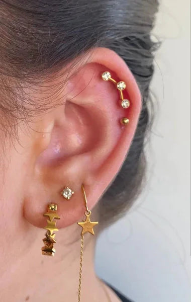 Helixpiercing Tragus Piercing Goudkleurig 1.2mm 6mm alles Barbell chirurgisch staal dames goudkleurig Helix helixpiercings Met_steen Oor piercing Piercings PVD Staal transparant Volwassenen zirkonia