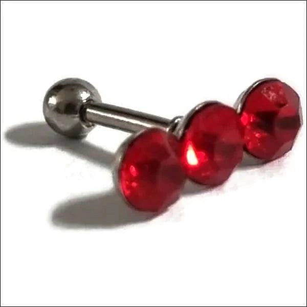 Helixpiercing Tragus Piercing Met 3 Steentjes Rood alles helixpiercings nakijken niet geupdated Oor piercing Piercings rood tekst traguspiercings Volwassenen