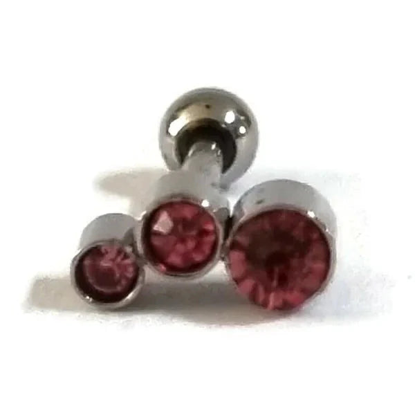 Helixpiercing Tragus Piercing Met Steentjes Roze Rechts 1.2mm 6mm 7mm alles Barbell chirurgisch staal dames Helix helixpiercings jin nakijken Oor piercing Piercings PVD roze Staal tekst traguspiercings Volwassenen zilverkleurig zirkonia