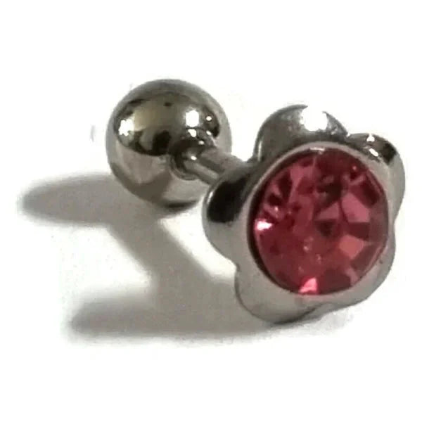 Helixpiercing Tragus Piercing Met Steentje Roze 1.2mm 6mm alles Barbell bloem chirurgisch staal dames Helix helixpiercings jin kristal nakijken Oor piercing Piercings PVD roze Staal tekst traguspiercings Volwassenen zilverkleurig