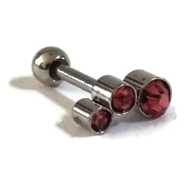 Helixpiercing Tragus Piercing Met Steentjes Roze Rechts 1.2mm 6mm 7mm alles Barbell chirurgisch staal dames Helix helixpiercings jin nakijken Oor piercing Piercings PVD roze Staal tekst traguspiercings Volwassenen zilverkleurig zirkonia