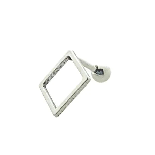 Helixpiercing Vierkant Chirurgisch Staal 14mm x 14mm 1.2mm 14mm 6mm alles Barbell chirurgisch staal dames Helix helixpiercings nakijken Oor piercing Piercings PVD Staal Stud tekst vierkant Volwassenen zilverkleurig