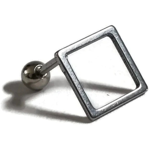 Helixpiercing Vierkant Chirurgisch Staal 14mm x 14mm 1.2mm 14mm 6mm alles Barbell chirurgisch staal dames Helix helixpiercings nakijken Oor piercing Piercings PVD Staal Stud tekst vierkant Volwassenen zilverkleurig