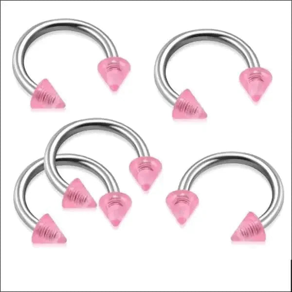 Chirurgisch Stalen Horseshoe Cones Roze Staal 1.2mm 10mm 1.2mm 10mm 3mm 8720157019237 acryl alles Aramat Jewels chirurgisch staal Circular_barbell dames Gebogen barbell hel331-ina270 Helix helixpiercings heren nakijken Oor Piercings PVD roze Staal tekst uniseks unisex Volwassenen Wenkbrauw wenkbrauwpiercings