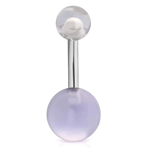 Chirurgisch Stalen Navelpiercing Transparant Acryl Balletjes 1.6mm 10mm acryl alles Aramat Jewels blauw chirurgisch staal dames Navel navelpiercings piercing Piercings PVD Staal transparant Volwassenen zilverkleurig Zonder_hanger Zonder_steen