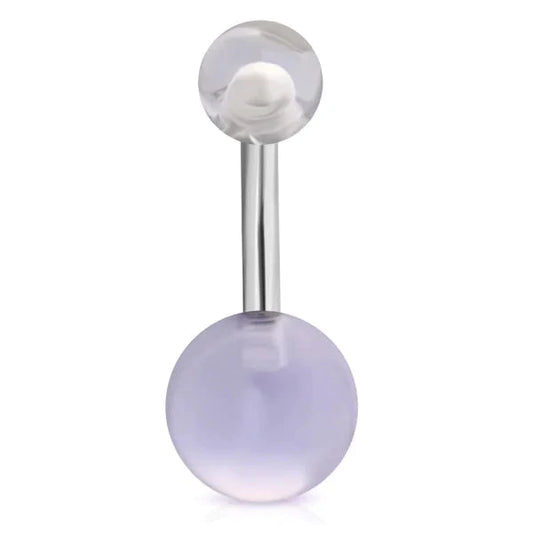 Chirurgisch Stalen Navelpiercing Transparant Acryl Balletjes 1.6mm 10mm acryl alles Aramat Jewels blauw chirurgisch staal dames Navel navelpiercings piercing Piercings PVD Staal transparant Volwassenen zilverkleurig Zonder_hanger Zonder_steen