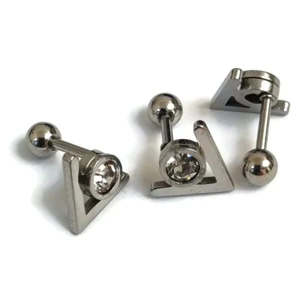 Helixpiercing Driehoek Zirkonia Zilverkleur 9mm 1.2mm 6mm alles Barbell chirurgisch staal dames driehoek Helix helixpiercings jin Met_steen nakijken Oor piercing Piercings PVD Staal Stud tekst transparant Volwassenen zilverkleurig zirkonia