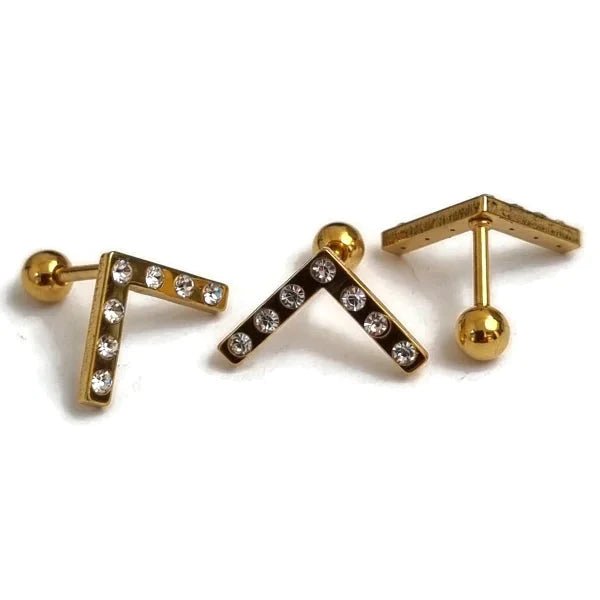 Helixpiercing Bar Zirkonia Goudkleur 1.2mm 6mm alles bar Barbell chirurgisch staal dames goudkleurig Helix helixpiercings jin Met_steen nakijken Oor piercing Piercings PVD Staal Stud tekst transparant Volwassenen zirkonia