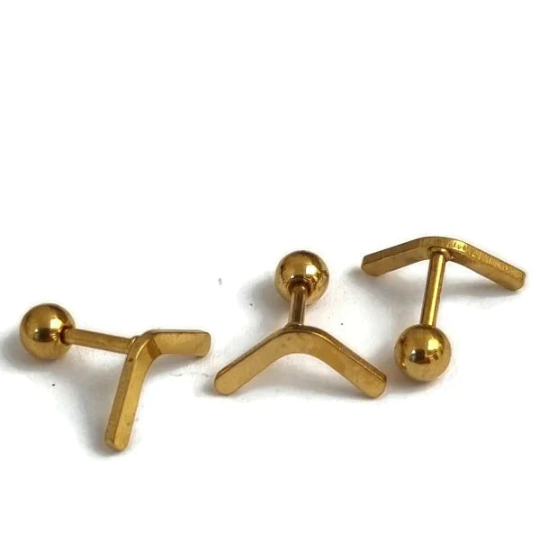 Helixpiercing Bar Chirurgisch Staal Goudkleur 1.2mm 6mm alles bar Barbell chirurgisch staal dames goudkleurig Helix helixpiercings jin nakijken Oor piercing Piercings PVD Staal Stud tekst Volwassenen Zonder_steen