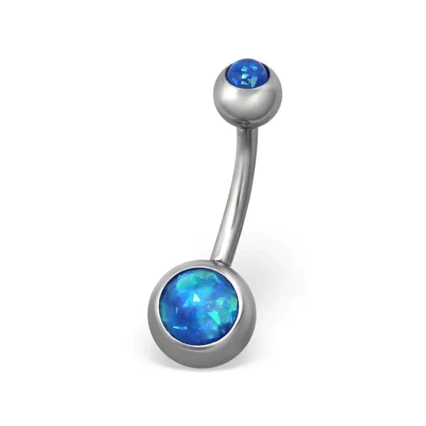 Chirurgisch Stalen Navelpiercing Blauw Opaal Zilverkleurig 1.6mm 10mm alles Aramat Jewels blauw bolletjes chirurgisch staal dames nakijken Navel Navelpiercing zonder hanger navelpiercings opaal piercing Piercings PVD Staal Volwassenen zilverkleurig Zonder_hanger