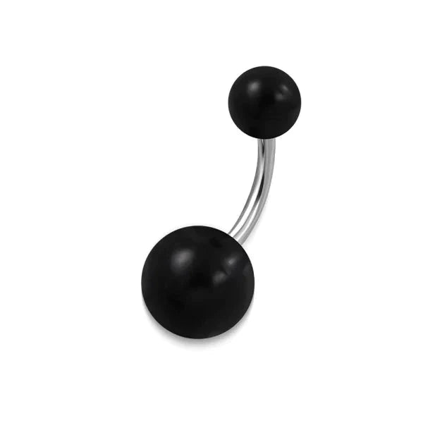 Chirurgisch Stalen Navelpiercing Zwart Acryl Balletjes 1.6mm 10mm acryl alles Aramat Jewels chirurgisch staal dames heren Navel navelpiercings piercing Piercings PVD Staal Volwassenen zilverkleurig Zonder_hanger zwart