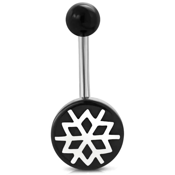 Chirurgisch Stalen Navelpiercing Schijf Met Bloem Acryl 1.6mm 10mm acryl alles Aramat Jewels bloem chirurgisch staal dames Navel navelpiercings piercing Piercings PVD Staal Volwassenen wit zilverkleurig Zonder_hanger zwart
