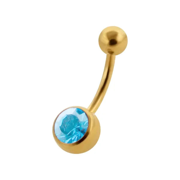 Chirurgisch Stalen Goudkleurige Navelpiercing Steentje Aqua Blauw 1.6mm 10mm alles aqua Aramat Jewels blauw chirurgisch staal dames goudkleurig Licht_blauw Met_steen Navel Navelpiercing zonder hanger navelpiercings paars piercing Piercings PVD roze Staal transparant Volwassenen zirkonia Zonder_hanger
