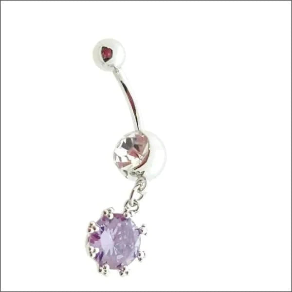 Navelpiercing Hanger Chirurgisch Staal Paars Zirkonia 1.6mm 10mm alles chirurgisch staal dames Geen hanger met hanger Met_hanger Met_steen Navel Navelpiercing met hanger navelpiercings paars piercing Piercings PVD Staal Volwassenen zilverkleurig zirkonia