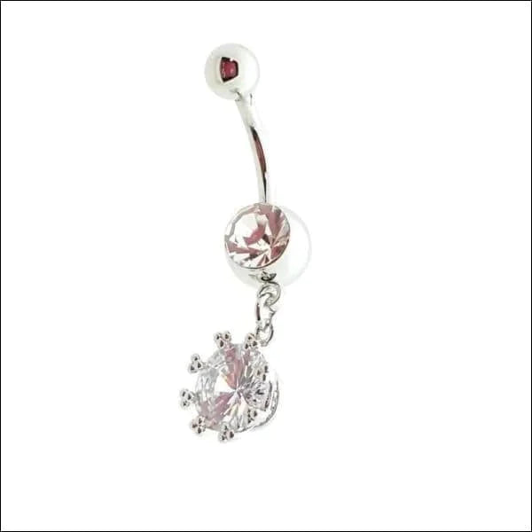 Schitterende Navelpiercing met Transparante Zirkonia Hanger 1.6mm 10mm alles chirurgisch staal Geen hanger kristal met hanger Met_hanger Met_steen Navel Navelpiercing met hanger navelpiercings piercing Piercings PVD Staal transparant Volwassenen zilverkleurig zirkonia