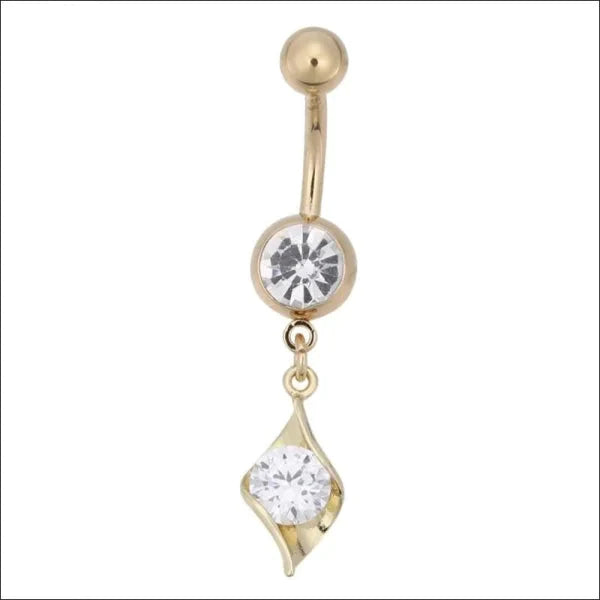 Navelpiercing Met Hanger Goudkleurig Chirurgisch Staal 1.6mm 10mm alles chirurgisch staal dames Geen_Parel goudkleurig Met_hanger Met_steen Navel Navelpiercing met hanger navelpiercings piercing Piercings PVD Staal transparant Volwassenen zirkonia