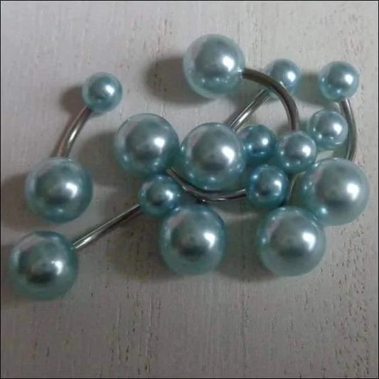 Navelpiercing Parel Licht Blauw 1.6mm 10mm alles blauw chirurgisch staal Geen hanger Navel Navelpiercing zonder hanger navelpiercings parel piercing Piercings PVD Staal Volwassenen zilverkleurig Zonder_hanger