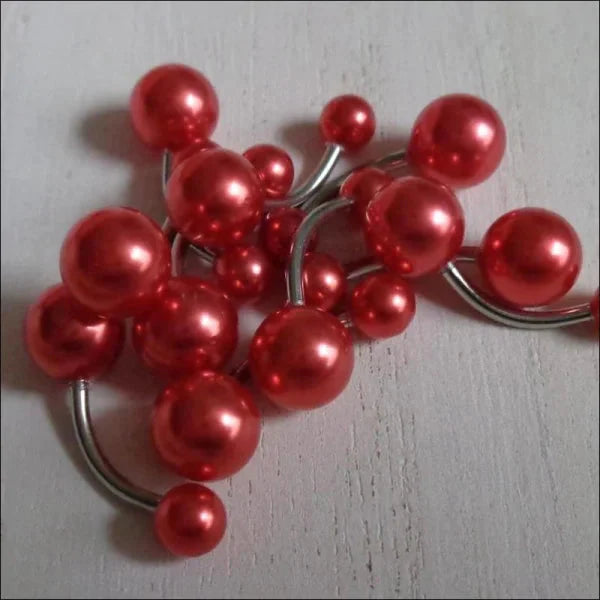 Parel Navelpiercing Rood 1.6mm 10mm alles chirurgisch staal Geen hanger nakijken Navel Navelpiercing zonder hanger navelpiercings parel piercing Piercings PVD rood Staal Volwassenen zilverkleurig Zonder_hanger
