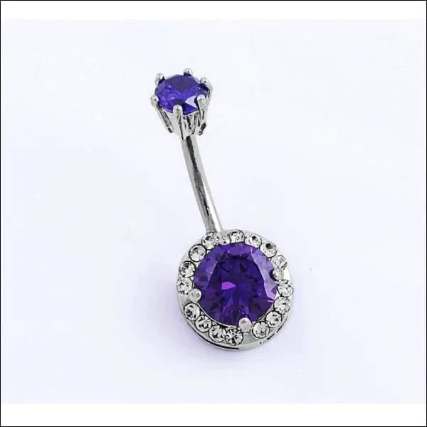 Navelpiercing Met Steen Paars 1.6mm 10mm alles chirurgisch staal dames Geen_Parel Navel Navelpiercing zonder hanger navelpiercings paars piercing Piercings PVD Staal transparant Volwassenen zilverkleurig zirkonia Zonder_hanger