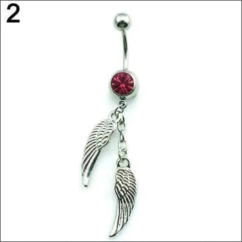Navelpiercing Met Vleugels Roze 1.6mm 10mm alles Chirurgisch staal Geen hanger Geen_Parel kristal Met_hanger Navel Navelpiercing met hanger navelpiercings piercing Piercings PVD roze Staal Volwassenen zilverkleurig