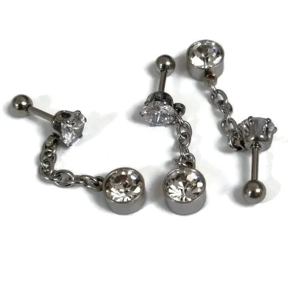 Helixpiercing Tragus Piercing Met Ketting 1.2mm 6mm alles Barbell Helix helixpiercings Met_ketting Met_steen nakijken Oor piercing Piercings tekst traguspiercings transparant Volwassenen zilverkleurig zirkonia