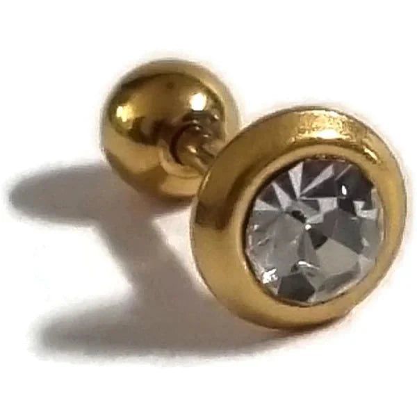 Ronde Helixpiercing Of Tragus Piercing Goudkleurig Met 1.2mm 6mm alles Barbell chirurgisch staal Geen hanger Geen_Parel goudkleurig Helix helixpiercings kristal nakijken Oor piercing Piercings PVD Staal tekst traguspiercings transparant Volwassenen