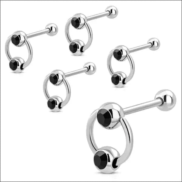 Chirurgisch Stalen Tongpiercing Slave Ring Zwart Staal 16mm 1.6mm 16mm 6mm 8720157018483 alles Aramat Jewels Barbell chirurgisch staal dames heren Kleur_Zwart Piercings PVD Staal Tong tong248-ink167 tongpiercings uniseks Volwassenen zilverkleurig zirkonia zwart