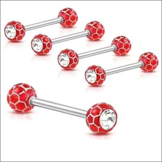 Tongpiercing Rood Wit Zirkonia Acryl Chirurgisch Staal 16mm 1.6mm 16mm 6mm 8720157040545 acryl alles Aramat Jewels Barbell chirurgisch staal dames Geen hanger heren kristal Met_steen piercing Piercings PVD rood Staal Tong tong112-ink138 tongpiercings transparant uniseks Volwassenen