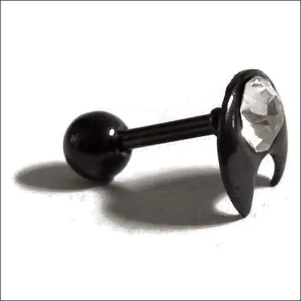 Zwarte Helixpiercing Piercing Steentje Maan 1.2mm 6mm 8720157092933 8mm alles Aramat Jewels chirurgisch staal Geen hanger hel38 Helix helixpiercings heren kristal maan nakijken Oor piercing Piercings PVD Staal tekst transparant Volwassenen zwart