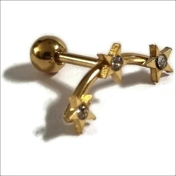 Helixpiercing Piercing Sterren Goudkleurig Chirurgisch Staal 1.2mm 6mm alles Barbell chirurgisch staal dames goudkleurig Helix helixpiercings jin kristal nakijken Oor piercing Piercings PVD Staal ster tekst traguspiercings transparant Volwassenen