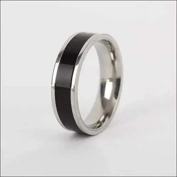 Brede Stalen Ring Zwarte Lijn Maat 19 8720157095002 8mm alles Aramat Jewels chirurgisch staal dames emaille heren nakijken PVD ring68 Ringen ringmaat_19 rond Staal Statement ring Volwassenen Vriendschapsring zilverkleurig zwart