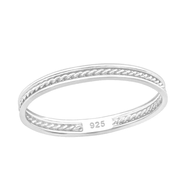 Echt Zilveren Smalle Ring Gedraaid 2.5mm 925 Zilver Maat 7 2.5mm alles bali dames elf925 gedraaid geometrisch knoop Minimalistische ring nakijken plastick ringen ringmaat_17 ringmaat_7 rond silver Volwassenen zilver zomer Zonder_steen